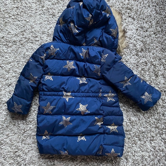 Baby Gap Parka Down fill coat jacket 3T Toddler Blue Gold Stars winter - Picture 10 of 10